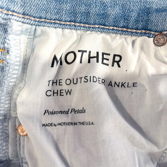Mother Denim The Outsider Ankle Chew Mid-Rise Jeans, Poisoned Petals, 26 - Picture 6 of 8